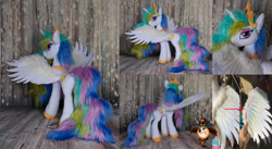 Size: 1825x1000 | Tagged: safe, artist:essorille, derpibooru import, princess celestia, pony, irl, photo, plushie, solo