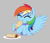 Size: 397x339 | Tagged: safe, artist:thebatfang, derpibooru import, rainbow dash, pegasus, pony, aggie.io, burrito, cute, dashabetes, eating, eyes closed, female, food, mare, plate, simple background, sitting, smiling, spread wings, wings