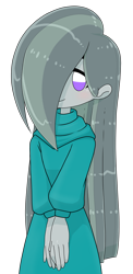 Size: 700x1438 | Tagged: safe, artist:batipin, derpibooru import, marble pie, equestria girls, blushing, chibi, equestria girls-ified, hair over one eye, looking at you, simple background, transparent background