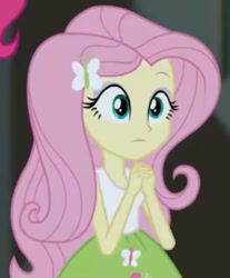 Size: 738x891 | Tagged: safe, derpibooru import, screencap, fluttershy, pinkie pie, equestria girls, friendship games, clothes, cropped, eyeshadow, makeup, sleeveless, tanktop