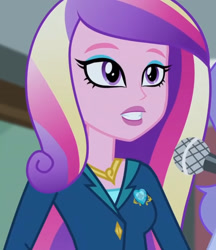 Size: 1657x1920 | Tagged: safe, derpibooru import, screencap, dean cadance, princess cadance, equestria girls, friendship games, cropped, microphone, solo