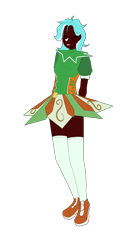 Size: 1229x2212 | Tagged: safe, artist:idkhesoff, derpibooru import, lyra heartstrings, human, alternate hairstyle, clothes, dark skin, dress, eyes closed, female, grin, holiday, humanized, irish, saint patrick's day, shoes, simple background, smiling, socks, solo, stockings, thigh highs, transparent background