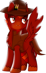 Size: 6314x9866 | Tagged: safe, artist:firehearttheinferno, artist:lincolnbrewsterfan, derpibooru exclusive, derpibooru import, oc, oc only, oc:lance longmane, pegasus, collaboration, fallout equestria, fallout equestria: equestria the beautiful, my little pony: the movie, .svg available, beard, blaze (coat marking), bullet, bullet cap, chest fluff, clothes, coat markings, colored muzzle, cowboy hat, cute, cute little fangs, determination, determined, determined face, determined look, determined smile, digital art, ear fluff, ear tufts, ears, facial hair, facial markings, fallout equestria oc, fangs, gift art, goatee, hat, highlights, inkscape, leather, looking at something, male, mohawk, movie accurate, muttonchops, orange eyes, orange mane, pegasus oc, persona, ponysona, pose, red mane, scar, shading, simple background, smiling, smug, solo, stallion, stallion oc, svg, swag, transparent background, unshorn fetlocks, vector, vest