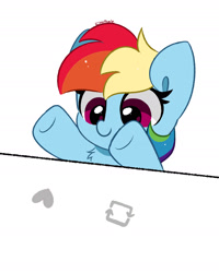 Size: 1920x2401 | Tagged: safe, artist:kittyrosie, derpibooru import, edit, rainbow dash, pegasus, pony, chest fluff, cropped, cute, dashabetes, female, mare, meta, simple background, smiling, solo, twitter, white background