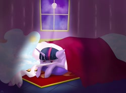 Size: 1280x947 | Tagged: safe, artist:germanloh, derpibooru import, princess celestia, twilight sparkle, unicorn twilight, alicorn, pony, unicorn, eyes closed, female, indoors, lesbian, mare, shipping, sleeping, twilestia