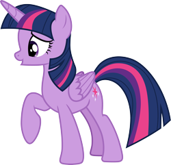 Size: 3112x3000 | Tagged: safe, artist:cloudyglow, derpibooru import, twilight sparkle, twilight sparkle (alicorn), alicorn, pony, a health of information, .ai available, female, folded wings, full body, high res, hooves, horn, mare, o, o mouth, open mouth, raised hoof, raised leg, simple background, solo, standing, tail, transparent background, vector, wings