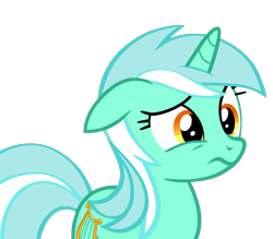 Size: 3465x3035 | Tagged: safe, artist:naturajellyfish, derpibooru import, lyra heartstrings, pony, unicorn, :s, ears, female, floppy ears, high res, horn, mare, simple background, solo, transparent background, two toned mane, vector, wavy mouth