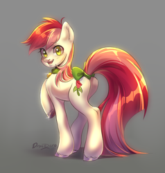 Size: 2000x2100 | Tagged: safe, artist:draco zero, derpibooru import, roseluck, pony, bow, collar, commission, commissioner:doom9454, cute, long tail, pet tag, pony pet, rosepet, tail, tail bow