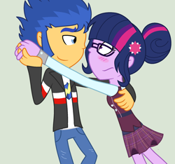 Size: 1672x1568 | Tagged: safe, artist:imtailsthefoxfan, derpibooru import, flash sentry, sci-twi, twilight sparkle, equestria girls, blushing, dancing, duo, female, flashlight, male, sci twi, sciflash, shipping, simple background, straight