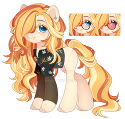 Size: 1024x978 | Tagged: safe, artist:miioko, derpibooru import, oc, oc only, earth pony, pony, clothes, deviantart watermark, female, hair over one eye, looking at you, mare, obtrusive watermark, shirt, simple background, smiling, smiling at you, solo, sunglasses, transparent background, watermark