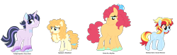 Size: 2061x643 | Tagged: safe, artist:tragedy-kaz, derpibooru import, oc, oc only, earth pony, pegasus, pony, unicorn, base used, bow, earth pony oc, eyelashes, female, freckles, hair bow, horn, magical lesbian spawn, male, mare, offspring, parent:applejack, parent:big macintosh, parent:fancypants, parent:pinkie pie, parent:prince blueblood, parent:rainbow dash, parent:sunset shimmer, parent:twilight sparkle, parents:bluejack, parents:pinkiemac, parents:sunsetdash, parents:twipants, pegasus oc, simple background, stallion, transparent background, unicorn oc