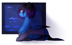 Size: 2000x1269 | Tagged: safe, artist:purplegrim40, derpibooru import, oc, oc only, pegasus, pony, clothes, female, lying down, mare, pegasus oc, prone, simple background, smiling, solo, transparent background, wings