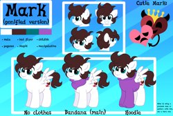 Size: 3000x2013 | Tagged: safe, artist:saveraedae, derpibooru import, oc, oc:markpony, pegasus, pony, bandana, clothes, colt, foal, hoodie, male, pegasus oc, reference sheet, show accurate, solo, teenager, the mark side
