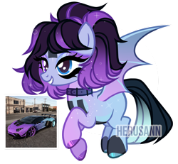 Size: 1280x1181 | Tagged: safe, artist:herusann, derpibooru import, oc, oc only, bat pony, pony, base used, bat pony oc, car, collar, eyelashes, female, grin, hoof polish, makeup, mare, simple background, smiling, solo, transparent background