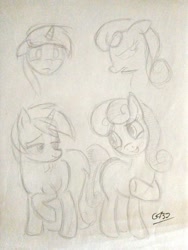 Size: 780x1040 | Tagged: safe, artist:gafelpoez, derpibooru import, bon bon, lyra heartstrings, sweetie drops, pony, female, lesbian, lyrabon, pencil drawing, shipping, sketch, traditional art