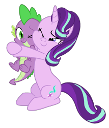 Size: 1200x1400 | Tagged: safe, artist:littlejurnalina, artist:siriussentry, derpibooru import, spike, starlight glimmer, dragon, pony, unicorn, the ending of the end, base used, duo, female, hug, male, mare, shipping, simple background, sparlight, spikelove, straight, transparent background