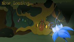 Size: 4096x2304 | Tagged: safe, artist:candy meow, derpibooru import, everfree forest, evershade forest, forest, hut, legends of equestria, loading screen, poison joke, zecora's hut