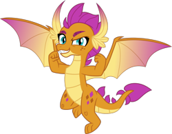 Size: 540x421 | Tagged: safe, artist:tentavamp, derpibooru import, smolder, dragon, alternate design, dragoness, female, flying, looking at you, redesign, simple background, solo, transparent background