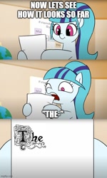 Size: 500x835 | Tagged: safe, artist:doublewbrothers, derpibooru import, edit, sonata dusk, earth pony, pony, equestria girls ponified, exploitable meme, meme, ponified, procrastination, solo, spongebob reference, spongebob squarepants, the