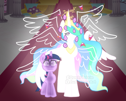 Size: 2277x1830 | Tagged: safe, artist:queertrixie, derpibooru import, princess celestia, twilight sparkle, unicorn twilight, alicorn, pony, seraph, unicorn, biblically accurate angels, duo, duo female, female, filly, foal, horror, mare, multiple wings