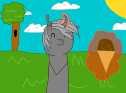 Size: 2000x1473 | Tagged: safe, artist:toby the changeling, derpibooru import, oc, oc only, oc:toby, changeling, chocolate, cute, food, horn, ice cream, male, simple background, solo