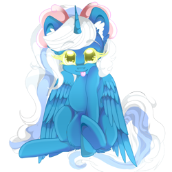 Size: 1024x1024 | Tagged: safe, artist:sakimiaji, derpibooru import, oc, oc:fleurbelle, alicorn, :p, alicorn oc, bow, cute, female, golden eyes, hair bow, horn, mare, simple background, tongue, tongue out, transparent background, wingding eyes, wings