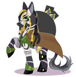 Size: 1968x2000 | Tagged: safe, artist:amadeus_sano, derpibooru import, oc, oc only, oc:ace of spades, insect, zebra, cloak, clothes, dreadlocks, hoof shoes, jewelry, male, playing card, ring, shaman, simple background, solo, stallion, suit, transparent background