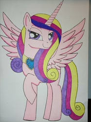 Size: 2992x4000 | Tagged: safe, artist:aking, derpibooru import, princess cadance, alicorn, hearts and hooves day, solo, spread wings, traditional art, wings