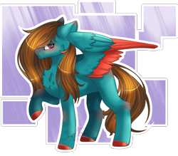 Size: 2105x1845 | Tagged: safe, artist:stormcloud-yt, derpibooru import, oc, oc only, pegasus, pony, blushing, chest fluff, colored hooves, colored wings, pegasus oc, raised hoof, raised leg, simple background, solo, transparent background, two toned wings, wings