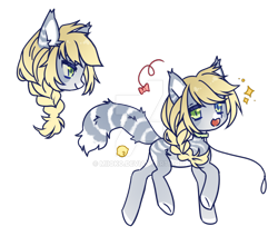 Size: 1024x869 | Tagged: safe, artist:miioko, derpibooru import, oc, oc only, cat, cat pony, original species, pony, braid, bust, deviantart watermark, duo, obtrusive watermark, simple background, transparent background, watermark