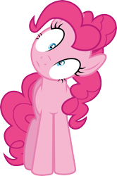 Size: 3000x4512 | Tagged: safe, artist:cloudyglow, derpibooru import, pinkie pie, earth pony, pony, too many pinkie pies, .ai available, female, front view, frown, full body, head tilt, high res, hooves, mare, shrunken pupils, solo, standing, vector