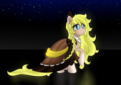 Size: 4095x2874 | Tagged: safe, artist:rolo, derpibooru import, oc, oc only, earth pony, pony, 2012, :o, clothes, dress, female, hat, jewelry, mare, necklace, night, open mouth, pocket watch, raised hoof, raised leg, solo, stars, top hat