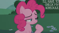 Size: 1280x720 | Tagged: safe, derpibooru import, edit, edited screencap, editor:quoterific, screencap, pinkie pie, earth pony, pony, baby cakes, season 2, female, mare, solo, text