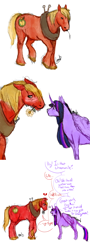 Size: 500x1386 | Tagged: safe, artist:misslaamb, derpibooru import, big macintosh, twilight sparkle, twilight sparkle (alicorn), alicorn, earth pony, pony, 2021, adorkable, blushing, comic, cute, dialogue, dork, duo, female, flower, flower in mouth, male, mare, mouth hold, oblivious, one sided shipping, shipping, simple background, size difference, stallion, straight, twiabetes, twimac