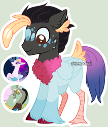 Size: 2274x2670 | Tagged: safe, artist:stormcloud-yt, derpibooru import, discord, queen novo, oc, draconequus, hybrid, pony, my little pony: the movie, base used, female, male, outline, parent:discord, parent:queen novo, screencap reference, simple background, white outline