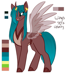 Size: 1353x1491 | Tagged: safe, artist:purplegrim40, derpibooru import, oc, oc only, pony, colored hooves, ear piercing, earring, grin, hair over one eye, horn, horn ring, jewelry, magical lesbian spawn, offspring, parent:queen chrysalis, parent:somnambula, piercing, ring, smiling, solo