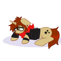 Size: 1280x1280 | Tagged: safe, derpibooru import, pony, unicorn, clothes, glasses, heterochromia, mikey way, my chemical romance, ponified, sad, solo, stars, three cheers for sweet revenge