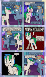 Size: 1920x3169 | Tagged: safe, artist:alexdti, derpibooru import, oc, oc only, oc:brainstorm (alexdti), oc:marco, pony, unicorn, comic:quest for friendship, abuse, angry, blushing, blushing profusely, comic, crying, dialogue, dot eyes, duo, duo male, ears back, eye contact, frown, gritted teeth, high res, hoof over mouth, hooves, horn, implied twilight sparkle, lidded eyes, looking at each other, looking at someone, looking away, male, misspelling, open mouth, raised hoof, raised leg, sad, shadow, speech bubble, stallion, standing, tail, talking, tears of anger, tears of rage, teeth, twilight's castle, two toned mane, two toned tail, underhoof, unicorn oc, wall of tags, yelling