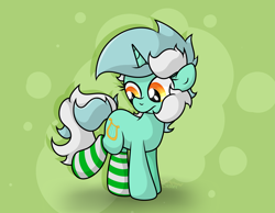 Size: 2553x1978 | Tagged: safe, artist:background basset, derpibooru import, lyra heartstrings, pony, unicorn, abstract background, clothes, socks, solo, striped socks
