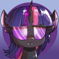 Size: 2000x2000 | Tagged: safe, artist:ronin20181, derpibooru import, twilight sparkle, changeling, bust, changelingified, female, purple changeling, solo, species swap