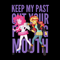 Size: 4500x4500 | Tagged: safe, artist:branewashpv, derpibooru import, pinkie pie, sunset shimmer, equestria girls, my past is not today, abuse, censored, censored vulgarity, chris rock, clothes, female, meme, pinkiebuse, ponified, ponified meme, skirt, slap, upset, will smith, will smith slapping chris rock