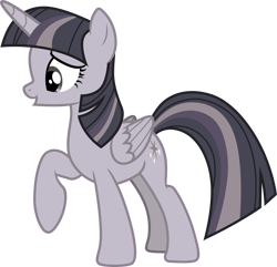 Size: 3112x3000 | Tagged: safe, artist:cloudyglow, artist:wardex101, derpibooru import, edit, twilight sparkle, twilight sparkle (alicorn), alicorn, pony, a health of information, discorded, discorded twilight, female, folded wings, full body, high res, hooves, horn, mare, o, o mouth, open mouth, raised hoof, raised leg, simple background, solo, standing, tail, transparent background, twilight tragedy, vector, wings