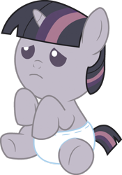 Size: 1280x1825 | Tagged: safe, artist:foxyfell1337, derpibooru import, twilight sparkle, pony, baby, baby pony, discorded, discorded twilight, sad, simple background, solo, transparent background, younger