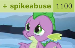 Size: 742x472 | Tagged: safe, editor:spikeabuser, ponerpics import, screencap, spike, dragon, the times they are a changeling, 1100, abuse, male, milestone, sad, solo, spikeabuse, teary eyes