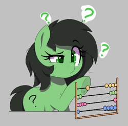 Size: 430x423 | Tagged: safe, ponerpics import, oc, oc:anon filly, earth pony, pony, abacus, aggie.io, confused, female, filly, foal, mare, question mark, simple background