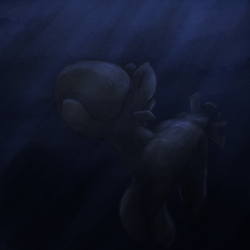 Size: 2500x2500 | Tagged: safe, artist:t72b, derpibooru import, oc, boatpony, original species, pony, boat, female, looking up, mare, ocean, solo, submareine, submarine, swimming, underwater, virginia-class, water