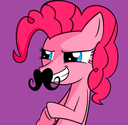 Size: 2479x2419 | Tagged: safe, artist:nolanhero, derpibooru import, pinkie pie, earth pony, pony, 2012, facial hair, female, high res, mare, moustache, solo