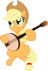 Size: 2022x2966 | Tagged: safe, artist:lunabubble-ede96, derpibooru import, applejack, earth pony, pony, applejack's hat, banjo, clothes, cowboy hat, female, hat, high res, mare, musical instrument, simple background, solo, transparent background, vector