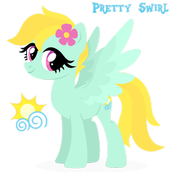 Size: 1920x1920 | Tagged: safe, artist:kabuvee, derpibooru import, oc, oc:pretty swirl, pegasus, pony, female, flower, flower in hair, mare, simple background, solo, transparent background