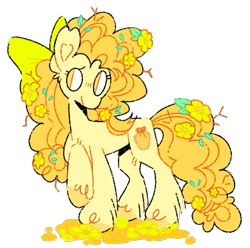 Size: 543x538 | Tagged: safe, artist:bumblesnail, artist:bumblesnail-art, derpibooru import, pear butter, earth pony, pony, flower, flower in hair, flower in tail, simple background, solo, tail, transparent background